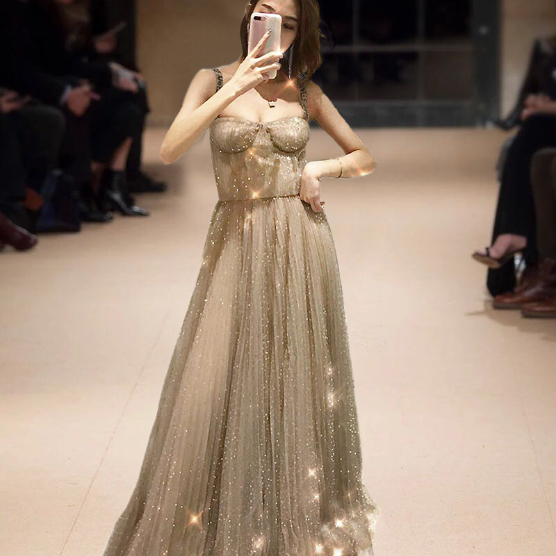 Đầm Xòe Dài Đính Sequin Nữ Thu Đông 2026