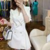 Set Vest Nữ Trắng Kèm Chân Váy Xếp Ly Công Sở Đầu Thu 2026 Thanh Lịch