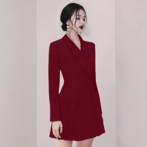 Alternative view of Đầm Vest Đen Nữ Thu Đông 2026 Thời Trang Thiết Kế Chiết Eo Xếp Ly Công Sở