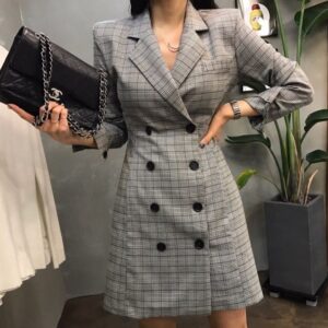 Set Vest Nữ Kẻ Caro Thu 2026 Hàn Quốc Áo Vest Hai Hàng Cúc Kèm Chân Váy Thời Trang