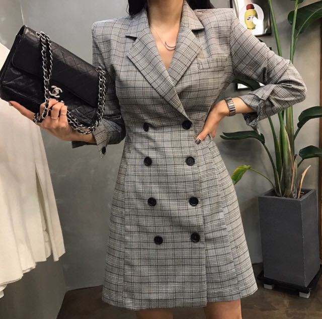 Set Vest Nữ Kẻ Caro Thu 2026 Hàn Quốc Áo Vest Hai Hàng Cúc Kèm Chân Váy Thời Trang