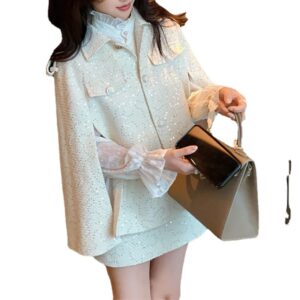 Set Áo Choàng Nữ Đính Sequin Dáng Cape Dày Dặn Thu Đông 2026 Phong Cách Pháp - Ảnh 5