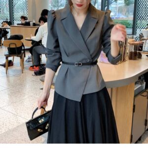 Set Đầm Nữ 2 Món Phong Cách Hepburn Chiết Eo Tôn Dáng Dáng Vest Thanh Lịch Thu Đông 2026 - Ảnh 3