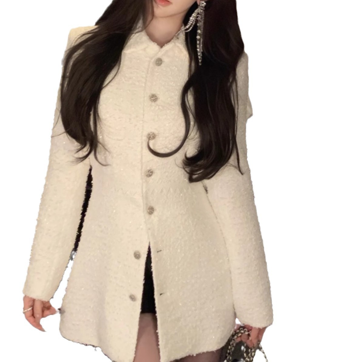 Áo Khoác Nữ Dạ Tweed Thu Đông 2026 Phong Cách Pháp Cổ Điển Chiết Eo Sang Trọng Thanh Lịch - Ảnh 5
