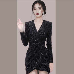 Váy Sequin Nữ Lấp Lánh Phong Cách Âu Mỹ Thời Thượng Dự Tiệc Sự Kiện Thu 2026