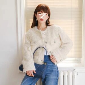 Áo Khoác Dạ Tweed Nữ Dáng Ngắn Cổ Tròn Cài Cúc Đơn Phong Cách Tiểu Thư Sang Trọng Thu Đông 2026 - Ảnh 3