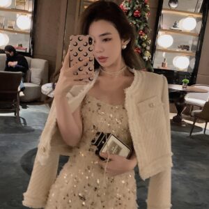 Áo Khoác Dạ Tweed Nữ 2026 Thu Đông Dệt Sợi Ánh Kim Tua Rua Sang Trọng Phong Cách Tiểu Hương Phong - Ảnh 5