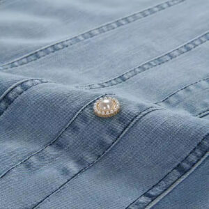 Đầm Denim Nữ Xanh Tay Phồng Cổ Vuông Hở Lưng Chiết Eo Mùa Hè 2026 - Ảnh 5