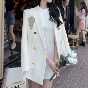 Áo Vest Blazer Nữ Trắng 2026 Phong Cách Pháp Thanh Lịch Sang Trọng Thiết Kế Hiện Đại