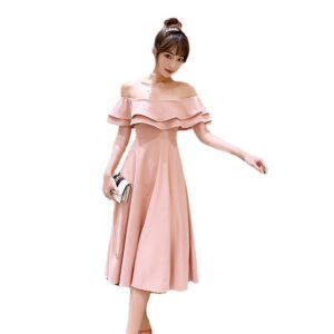 Đầm Dự Tiệc Nữ Thời Trang Thiết Kế Trễ Vai Hồng Phong Cách Pháp Sang Trọng - Ảnh 5