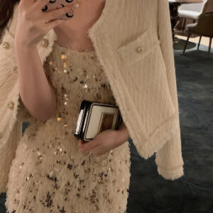 Áo Khoác Dạ Tweed Nữ 2026 Thu Đông Dệt Sợi Ánh Kim Tua Rua Sang Trọng Phong Cách Tiểu Hương Phong - Ảnh 4