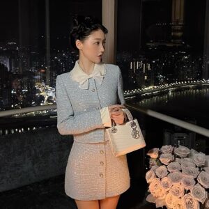 Set Đồ Nữ 2 Món Áo Khoác Tweed Chân Váy Sequin Lấp Lánh Phong Cách Tiểu Thư Sang Trọng Thu Đông 2026 - Ảnh 4