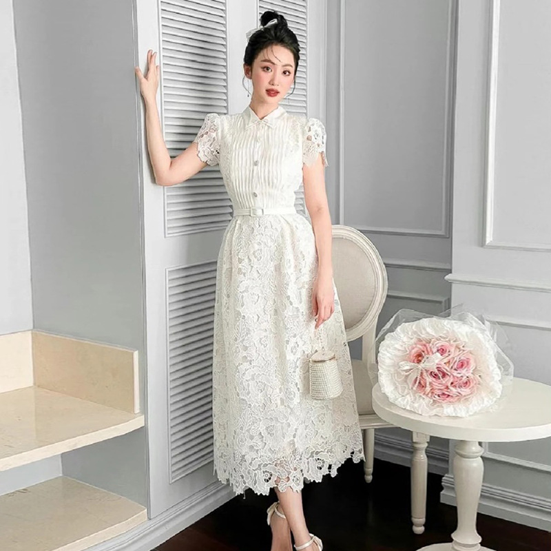 Váy Ren Trắng Nữ Phong Cách Pháp Thanh Lịch Nữ Tính Thiết Kế Thời Thượng Thu Hè 2026 - Ảnh 2