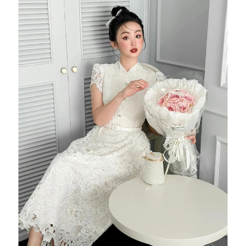 Váy Ren Trắng Nữ Phong Cách Pháp Thanh Lịch Nữ Tính Thiết Kế Thời Thượng Thu Hè 2026 - Ảnh 5