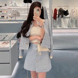 Set Đồ Nữ 2 Món Áo Khoác Tweed Chân Váy Sequin Lấp Lánh Phong Cách Tiểu Thư Sang Trọng Thu Đông 2026 - Ảnh 3