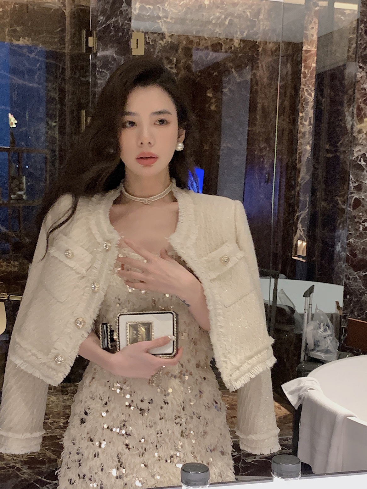 Áo Khoác Dạ Tweed Nữ 2026 Thu Đông Dệt Sợi Ánh Kim Tua Rua Sang Trọng Phong Cách Tiểu Hương Phong - Ảnh 2