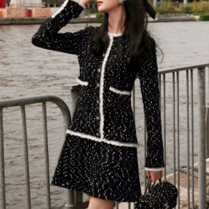 Áo Khoác Dạ Tweed Nữ Thu Đông 2026 Đính Sequin Sang Trọng Thiết Kế Thời Trang Cao Cấp - Ảnh 3