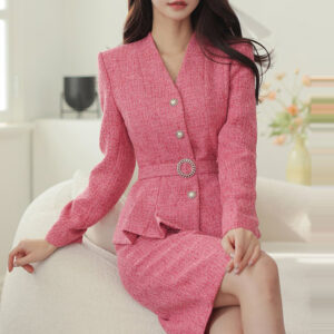 Set Vest Nữ Thu 2026 Hàn Quốc Áo Chiết Eo Dáng Ôm Kèm Chân Váy Bút Chì Công Sở - Ảnh 4