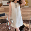 Đầm Nữ Đầu Thu 2026 Dáng Chữ A Cổ Tròn Sát Nách Tweed Đính Sequin Thiết Kế Sang Trọng