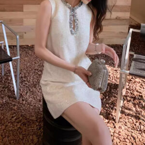 Đầm Nữ Đầu Thu 2026 Dáng Chữ A Cổ Tròn Sát Nách Tweed Đính Sequin Thiết Kế Sang Trọng - Ảnh 4