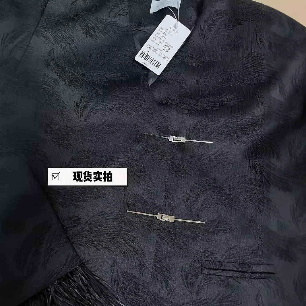 Áo Blazer Nữ Đen Thu 2026 Phong Cách Trung Hoa Hiện Đại Dệt Jacquard Cổ V Dáng Rộng Thiết Kế Thời Trang - Ảnh 4