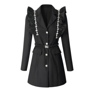 Áo Blazer Dáng Váy Nữ Đính Đá Thắt Eo Kèm Thắt Lưng Phong Cách Pháp Thanh Lịch Thu 2026 - Ảnh 5