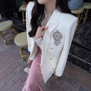 Alternative view of Áo Vest Blazer Nữ Trắng 2026 Phong Cách Pháp Thanh Lịch Sang Trọng Thiết Kế Hiện Đại