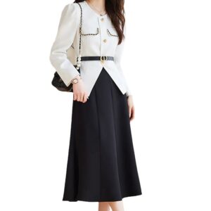 Set Đầm Nữ 2 Món Phong Cách Hàn Quốc Thanh Lịch Hepburn Kèm Thắt Lưng Da Thời Trang Công Sở 2026 - Ảnh 5