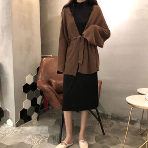 Alternative view of Váy Len Nữ Thu Đông 2026 Kế Phối Cardigan Sang Trọng
