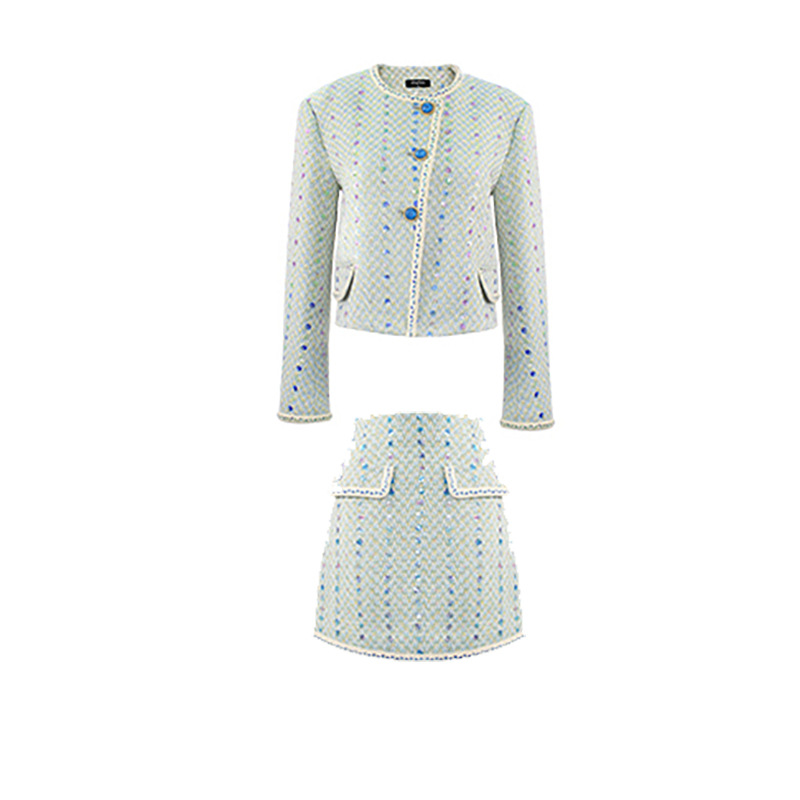 Set Đồ Nữ Áo Khoác Tweed Kèm Chân Váy Đính Sequin Thêu Cao Cấp Phong Cách Tiểu Thư Thu Đông 2026 - Ảnh 5