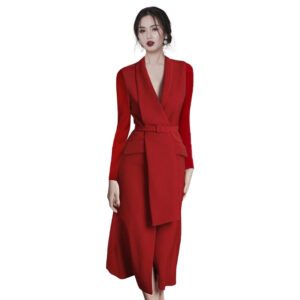 Đầm Vest Nữ Dài Tay 2026 Thu Đông Dáng Dài Thanh Lịch Sang Trọng - Ảnh 4