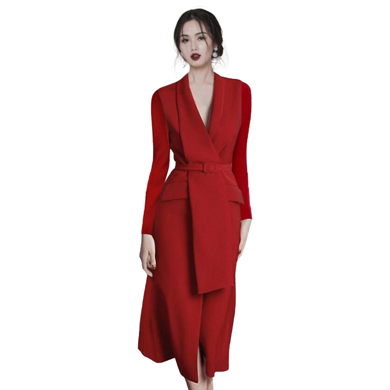 Đầm Vest Nữ Dài Tay 2026 Thu Đông Dáng Dài Thanh Lịch Sang Trọng - Ảnh 4