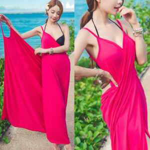 Đầm Dài Nữ Bohemian Đi Biển Chất Modal Cổ V Hở Lưng Hai Dây Phong Cách Nghỉ Dưỡng