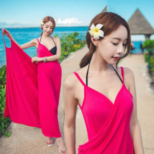 Đầm Dài Nữ Bohemian Đi Biển Chất Modal Cổ V Hở Lưng Hai Dây Phong Cách Nghỉ Dưỡng - Ảnh 3
