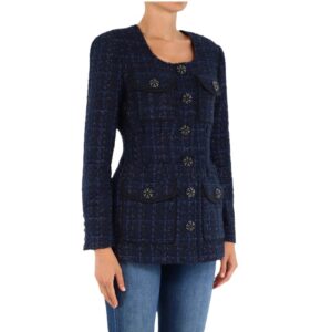 Áo Khoác Nữ Dạ Tweed Cổ Tròn Cài Khuy Đơn Phong Cách Cổ Điển Sang Trọng - Ảnh 5