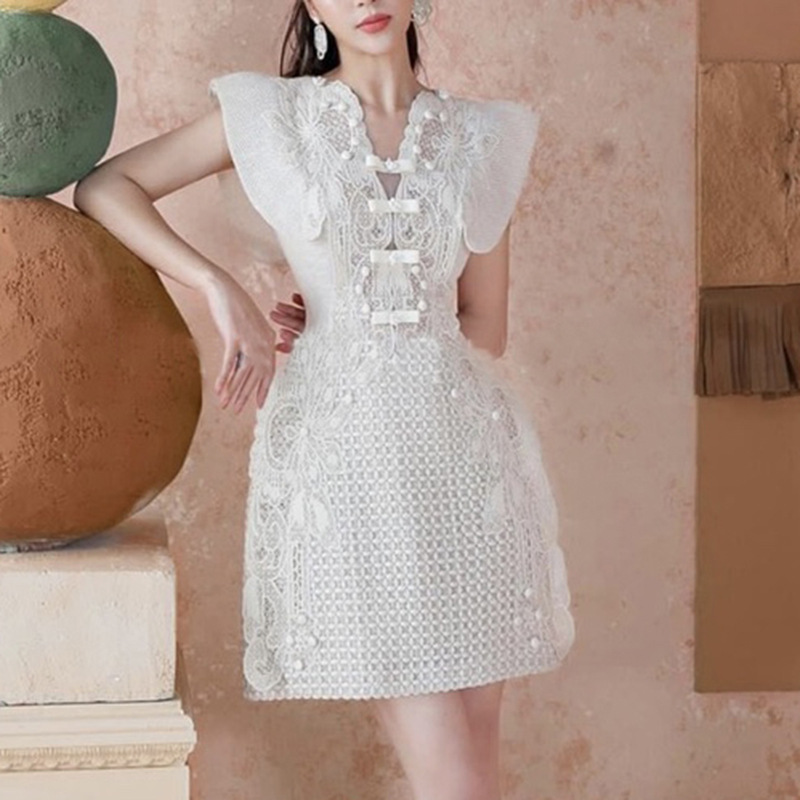 Đầm Ren Nữ Thiết Kế Việt Nam Dáng Ngắn Ôm Eo Thanh Lịch Phong Cách Mùa Hè - Ảnh 4