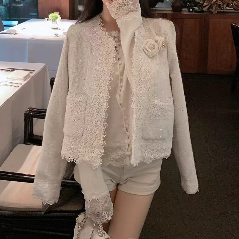 Áo Khoác Nữ Trắng Đính Sequin Cao Cấp Phong Cách Tiểu Hương Pháp Thanh Lịch Thu 2026 - Ảnh 2