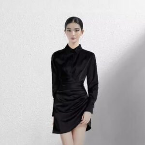 Đầm Sơ Mi Nữ Tay Dài Satin Chiết Eo Tôn Dáng Thanh Lịch Công Sở - Ảnh 4