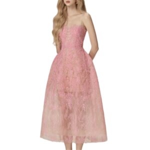 Đầm Ren Nữ Cúp Ngực Hoa 3D Đính Sequin Xuyên Thấu Sang Trọng - Ảnh 5