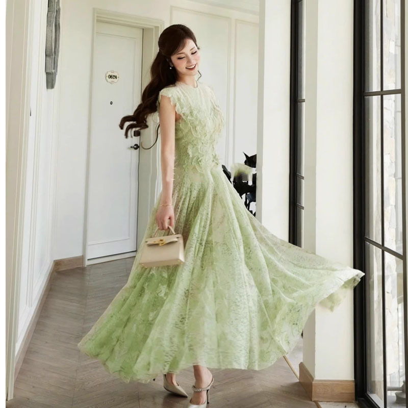 Đầm Ren Hoa Nữ Dáng Dài Phong Cách Pháp Thanh Lịch Sang Trọng Cổ Điển - Ảnh 4