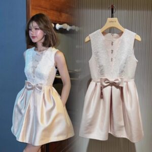 Đầm Vest Nữ Phong Cách Pháp Thắt Nơ Thanh Lịch Dáng Váy Sang Trọng