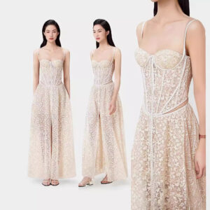 Váy Dài Nữ Phối Ren Cúp Ngực Hai Dây Dáng Ôm Tôn Dáng - Ảnh 2