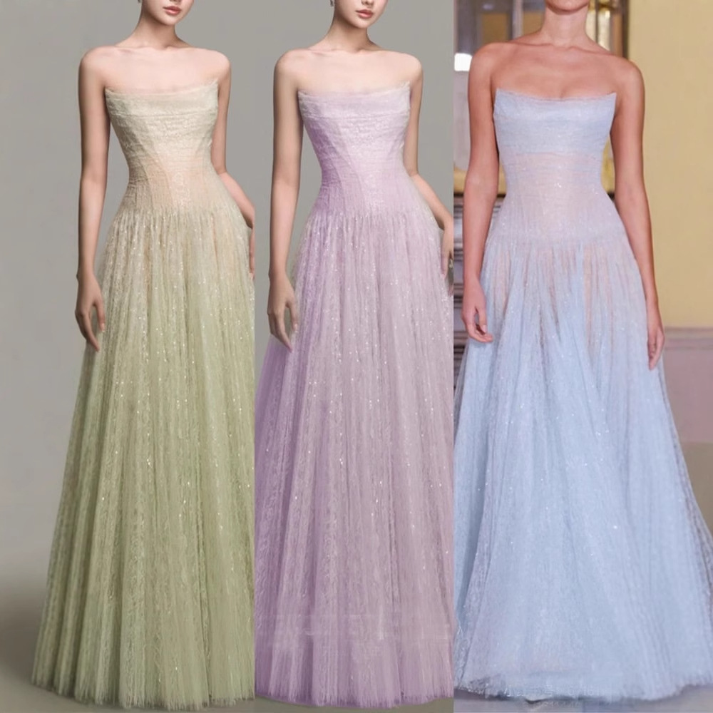 Đầm Nữ Dáng Dài Ren Lưới Đính Sequin Cổ Yếm Ôm Dáng Phong Cách Nữ Thần
