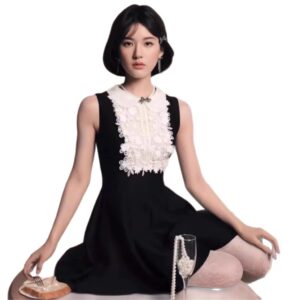 Đầm Đen Nữ Cổ Điển Phong Cách Pháp Sát Nách Dáng Ôm Tôn Dáng Thanh Lịch - Ảnh 5