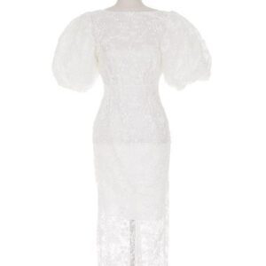 Đầm Nữ Tay Phồng Phối Ren Sequin Thêu Cầu Kỳ Dáng Ôm Tôn Dáng Cổ Điển Sang Trọng - Ảnh 5