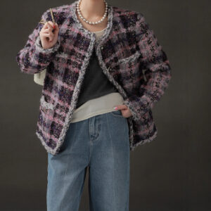 Áo Blazer Nữ Tweed Len Dệt Phối Nút Phong Cách Tiểu Hương Dáng Ngắn Thanh Lịch Công Sở Thu Đông 2026 - Ảnh 3