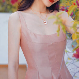 Đầm Nữ Hồng Barbie 2026 Chất Satin Dáng Chữ A Ôm Tôn Dáng Phong Cách Tiểu Thư Sang Trọng Dự Tiệc - Ảnh 2