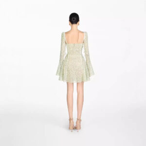 Đầm Nữ Ren Pháp Thu 2026 Cổ Vuông Dây Buộc Chiết Eo Phong Cách Ballet Nữ Tính Quyến Rũ - Ảnh 4