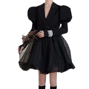 Áo Blazer Nữ Đen 2026 Phối Lưới Thời Trang Thiết Kế Cá Tính Chiết Eo Thanh Lịch - Ảnh 5