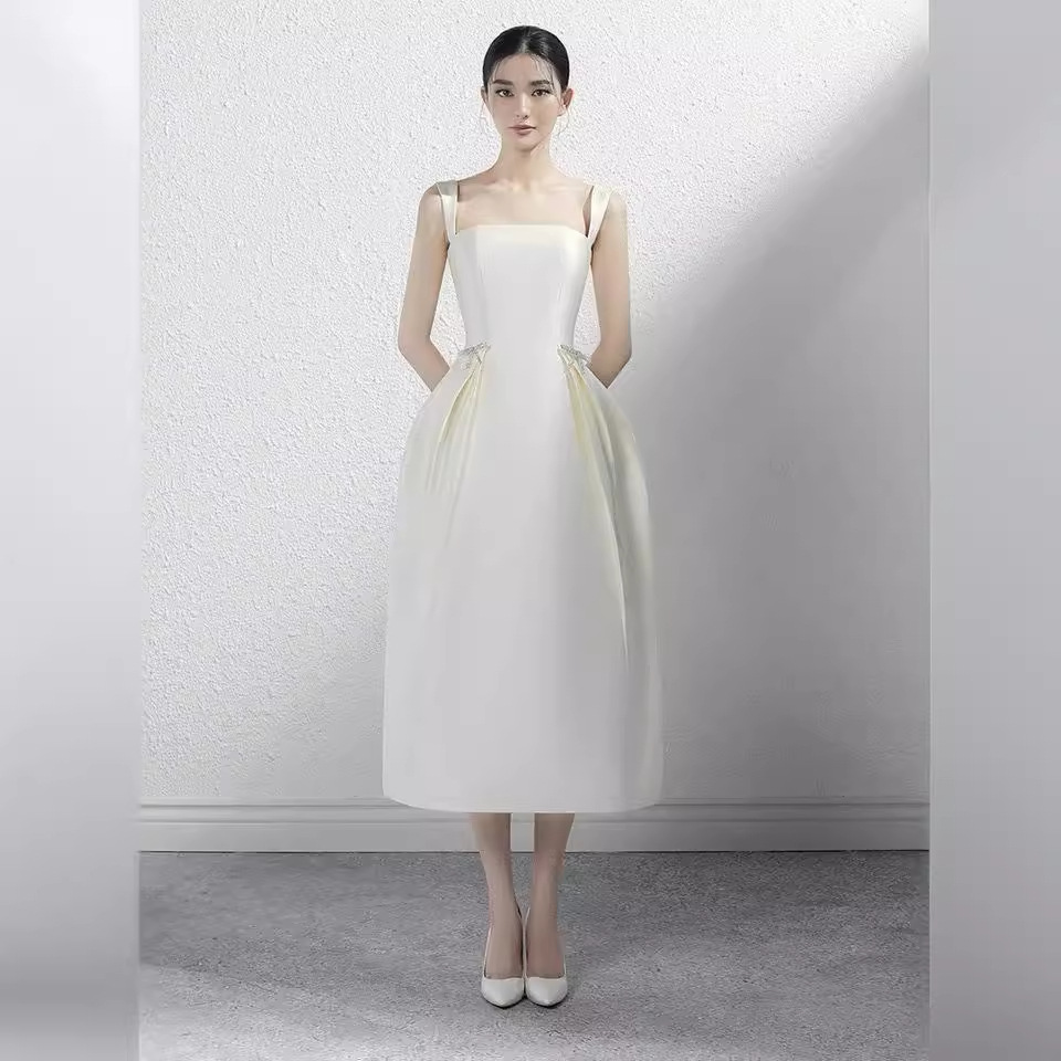 Đầm Nữ Hai Dây Màu Trơn Cúp Ngực Dáng Dài Thanh Lịch Sang Trọng Phong Cách Thời Trang - Ảnh 4